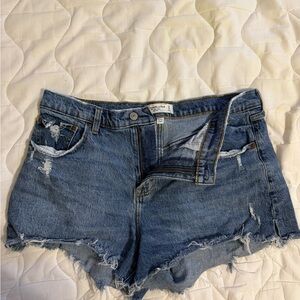 Abercrombie & Fitch Distressed Blue Jean Shorts